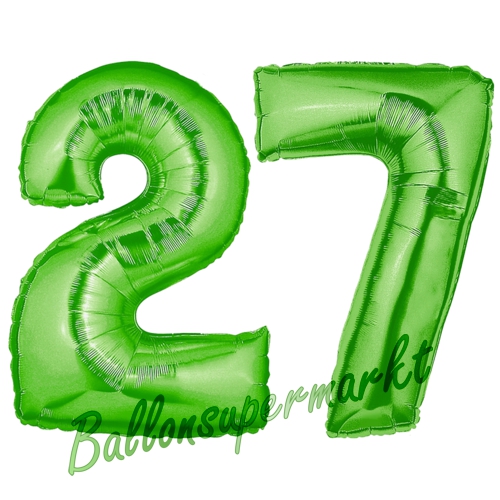Folienballons-Zahlen-27-Gruen-Luftballons-Geschenk-27.-Geburtstag-Jubilaeum-Firmenveranstaltung