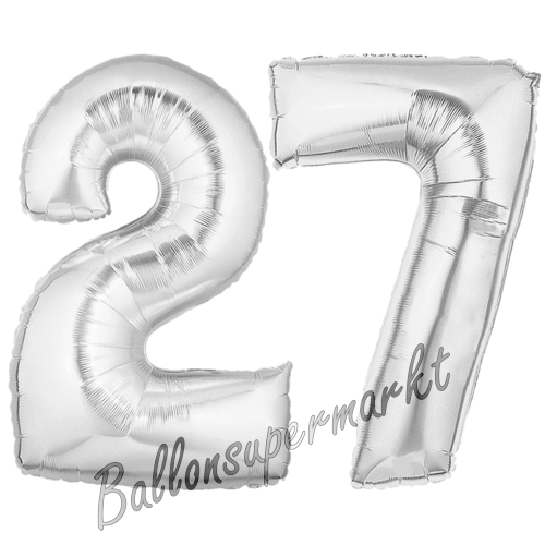 Folienballons-Zahlen-27-Silber-Luftballons-Geschenk-27.-Geburtstag-Jubilaeum-Firmenveranstaltung