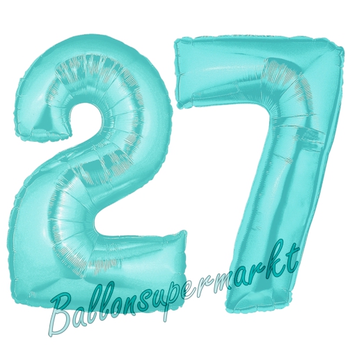 Folienballons-Zahlen-27-Tuerkis-Luftballons-Geschenk-27.-Geburtstag-Jubilaeum-Firmenveranstaltung