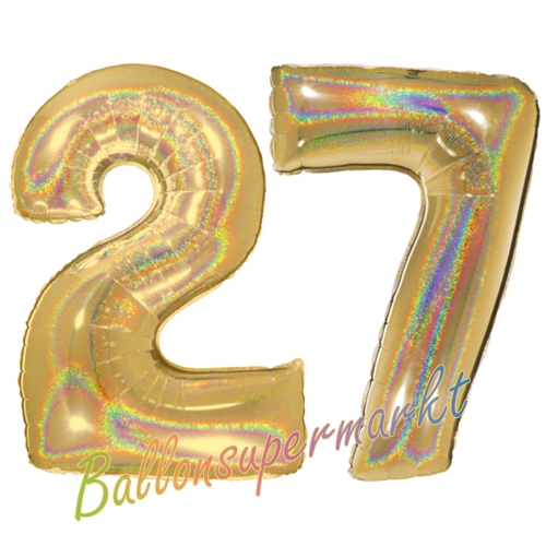 Folienballons-Zahlen-27-holografisch-Gold-Luftballons-Geschenk-27.-Geburtstag-Jubilaeum-Firmenveranstaltung