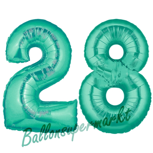 Folienballons-Zahlen-28-Aquamarin-Luftballons-Geschenk-28.-Geburtstag-Jubilaeum-Firmenveranstaltung
