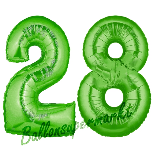 Folienballons-Zahlen-28-Gruen-Luftballons-Geschenk-28.-Geburtstag-Jubilaeum-Firmenveranstaltung