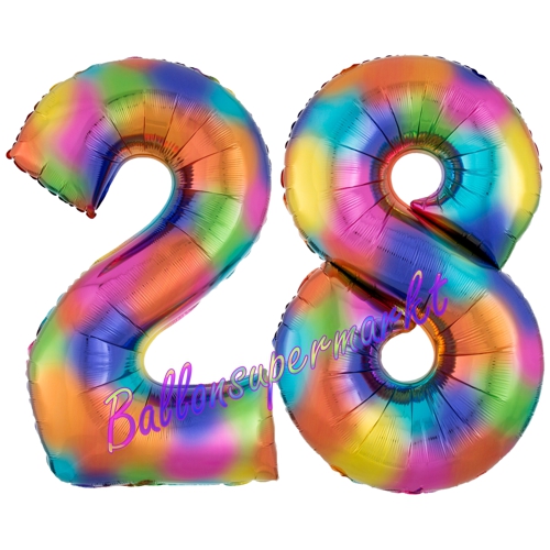 Folienballons-Zahlen-28-Regenbogen-Luftballons-Geschenk-28.-Geburtstag-Jubilaeum-Firmenveranstaltung