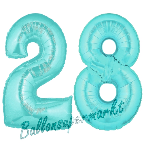 Folienballons-Zahlen-28-Tuerkis-Luftballons-Geschenk-28.-Geburtstag-Jubilaeum-Firmenveranstaltung