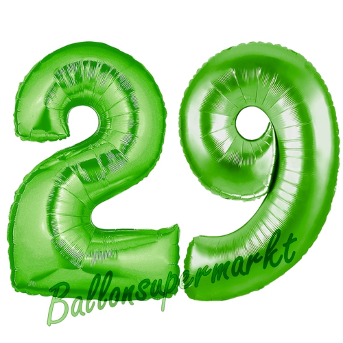 Folienballons-Zahlen-29-Gruen-Luftballons-Geschenk-29.-Geburtstag-Jubilaeum-Firmenveranstaltung