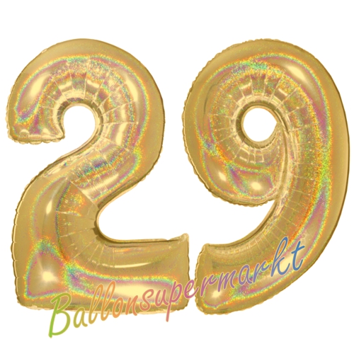 Folienballons-Zahlen-29-holografisch-Gold-Luftballons-Geschenk-29.-Geburtstag-Jubilaeum-Firmenveranstaltung