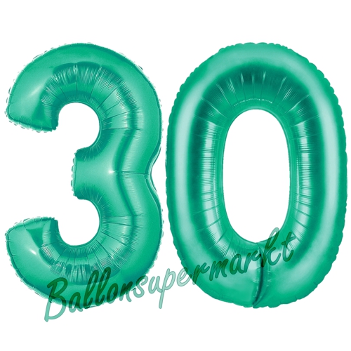 Folienballons-Zahlen-30-Aquamarin-Luftballons-Geschenk-30.-Geburtstag-Jubilaeum-Firmenveranstaltung