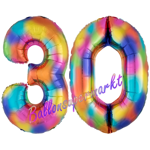 Folienballons-Zahlen-30-Regenbogen-Luftballons-Geschenk-30.-Geburtstag-Jubilaeum-Firmenveranstaltung
