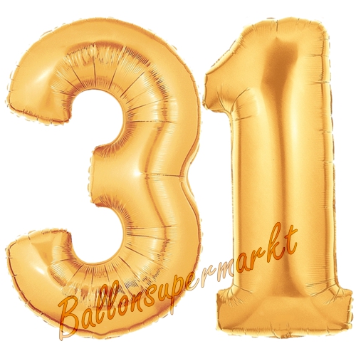 Folienballons-Zahlen-31-Gold-Luftballons-Geschenk-31.-Geburtstag-Jubilaeum-Firmenveranstaltung