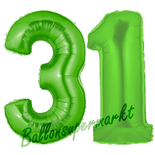Folienballons-Zahlen-31-Gruen-Luftballons-Geschenk-31.-Geburtstag-Jubilaeum-Firmenveranstaltung