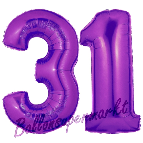 Folienballons-Zahlen-31-Lila-Luftballons-Geschenk-31.-Geburtstag-Jubilaeum-Firmenveranstaltung