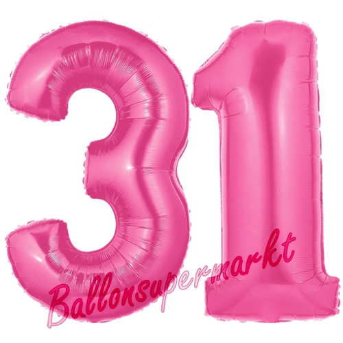 Folienballons-Zahlen-31-Pink-Luftballons-Geschenk-31.-Geburtstag-Jubilaeum-Firmenveranstaltung