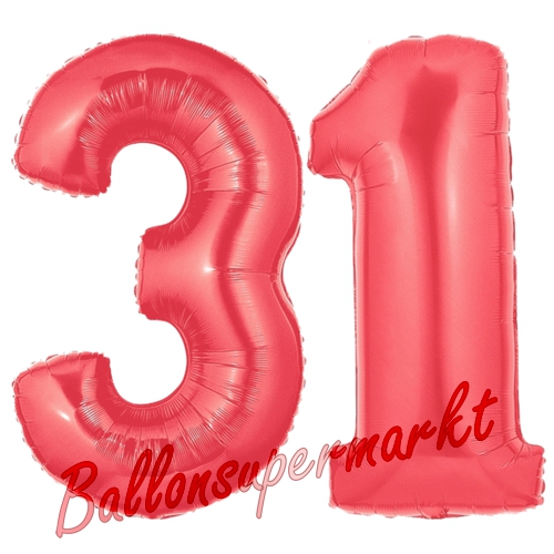 Folienballons-Zahlen-31-Rot-Luftballons-Geschenk-31.-Geburtstag-Jubilaeum-Firmenveranstaltung