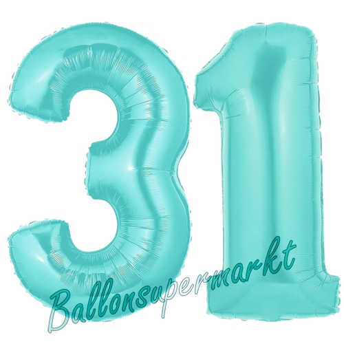 Folienballons-Zahlen-31-Tuerkis-Luftballons-Geschenk-31.-Geburtstag-Jubilaeum-Firmenveranstaltung