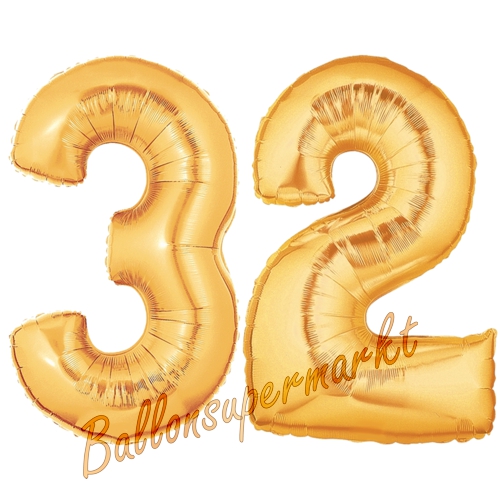 Folienballons-Zahlen-32-Gold-Luftballons-Geschenk-32.-Geburtstag-Jubilaeum-Firmenveranstaltung.