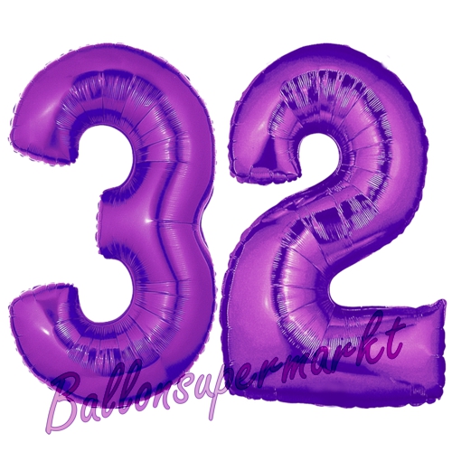 Folienballons-Zahlen-32-Lila-Luftballons-Geschenk-32.-Geburtstag-Jubilaeum-Firmenveranstaltung