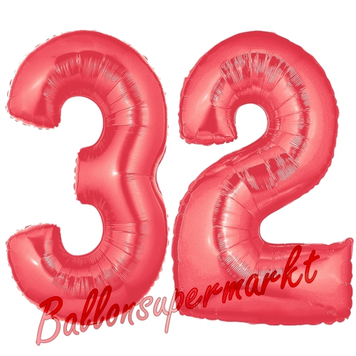 Folienballons-Zahlen-32-Rot-Luftballons-Geschenk-32.-Geburtstag-Jubilaeum-Firmenveranstaltung