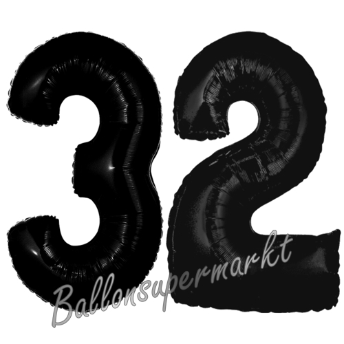 Folienballons-Zahlen-32-Schwarz-Luftballons-Geschenk-32.-Geburtstag-Jubilaeum-Firmenveranstaltung
