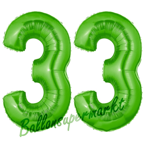 Folienballons-Zahlen-33-Gruen-Luftballons-Geschenk-33.-Geburtstag-Jubilaeum-Firmenveranstaltung