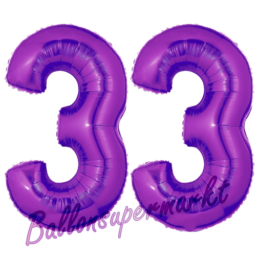 Folienballons-Zahlen-33-Lila-Luftballons-Geschenk-33.-Geburtstag-Jubilaeum-Firmenveranstaltung