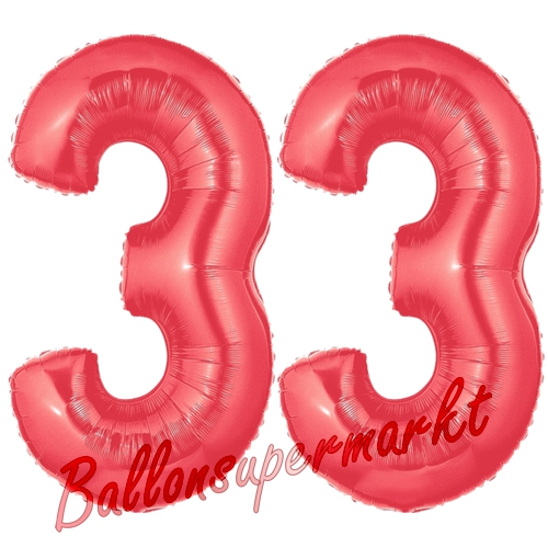 Folienballons-Zahlen-33-Rot-Luftballons-Geschenk-33.-Geburtstag-Jubilaeum-Firmenveranstaltung