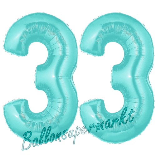 Folienballons-Zahlen-33-Tuerkis-Luftballons-Geschenk-33.-Geburtstag-Jubilaeum-Firmenveranstaltung