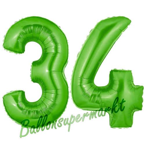 Folienballons-Zahlen-34-Gruen-Luftballons-Geschenk-34.-Geburtstag-Jubilaeum-Firmenveranstaltung