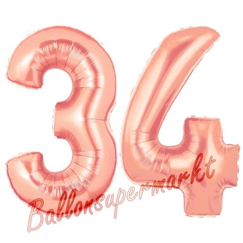 Folienballons-Zahlen-34-Rosegold-Luftballons-Geschenk-34.-Geburtstag-Jubilaeum-Firmenveranstaltung