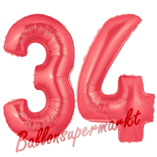 Folienballons-Zahlen-34-Rot-Luftballons-Geschenk-34.-Geburtstag-Jubilaeum-Firmenveranstaltung