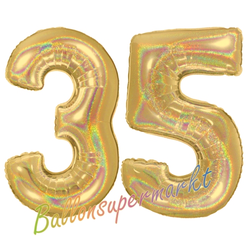 Folienballons-Zahlen-35-holografisch-Gold-Luftballons-Geschenk-35.-Geburtstag-Jubilaeum-Firmenveranstaltung