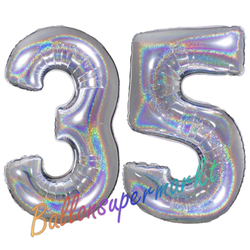 Folienballons-Zahlen-35-holografisch-Silber-Luftballons-Geschenk-35.-Geburtstag-Jubilaeum-Firmenveranstaltung