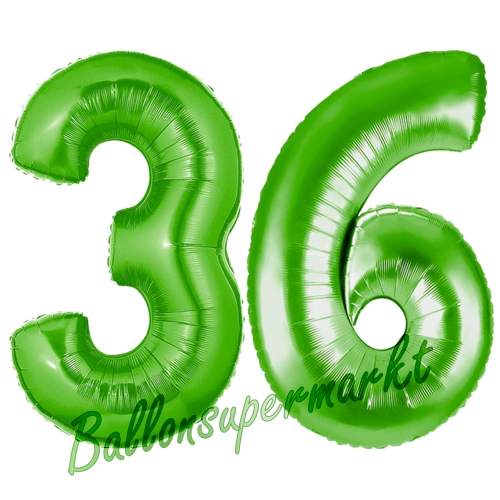 Folienballons-Zahlen-36-Gruen-Luftballons-Geschenk-36.-Geburtstag-Jubilaeum-Firmenveranstaltung