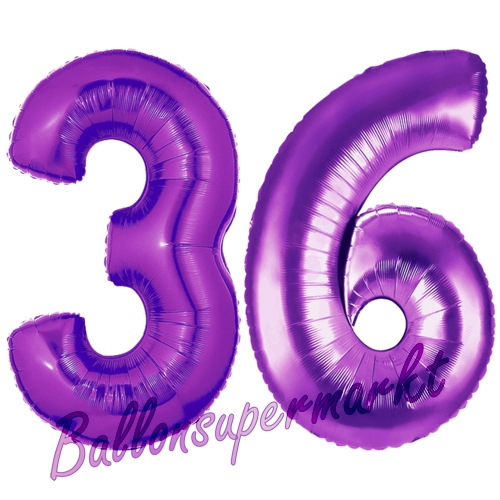 Folienballons-Zahlen-36-Lila-Luftballons-Geschenk-36.-Geburtstag-Jubilaeum-Firmenveranstaltung