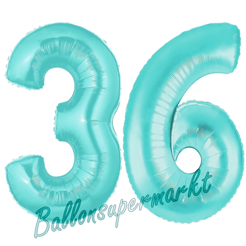 Folienballons-Zahlen-36-Tuerkis-Luftballons-Geschenk-36.-Geburtstag-Jubilaeum-Firmenveranstaltung