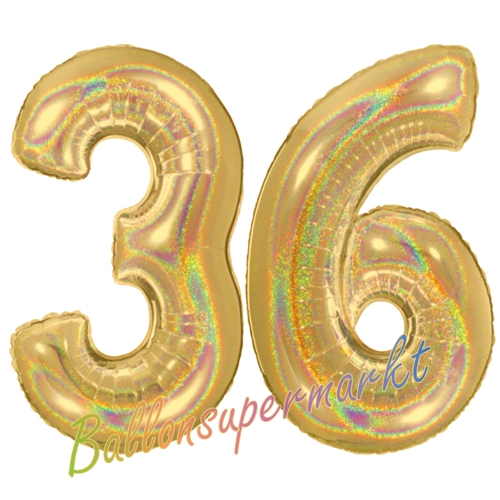 Folienballons-Zahlen-36-holografisch-Gold-Luftballons-Geschenk-36.-Geburtstag-Jubilaeum-Firmenveranstaltung