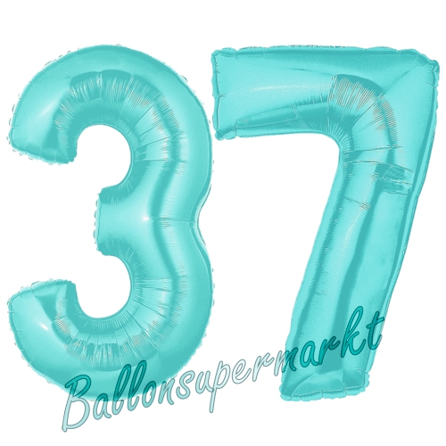 Folienballons-Zahlen-37-Tuerkis-Luftballons-Geschenk-37.-Geburtstag-Jubilaeum-Firmenveranstaltung