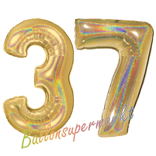 Folienballons-Zahlen-37-holografisch-Gold-Luftballons-Geschenk-37.-Geburtstag-Jubilaeum-Firmenveranstaltung