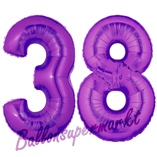 Folienballons-Zahlen-38-Lila-Luftballons-Geschenk-38.-Geburtstag-Jubilaeum-Firmenveranstaltung