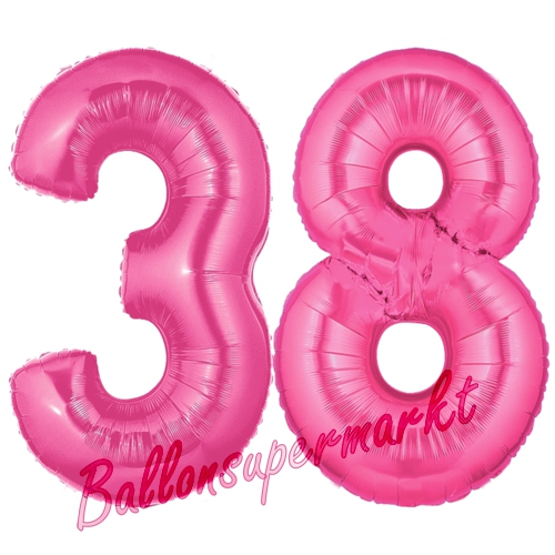 Folienballons-Zahlen-38-Pink-Luftballons-Geschenk-38.-Geburtstag-Jubilaeum-Firmenveranstaltung