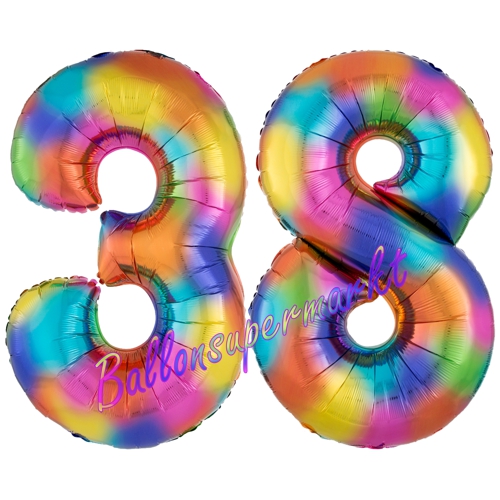 Folienballons-Zahlen-38-Regenbogen-Luftballons-Geschenk-38.-Geburtstag-Jubilaeum-Firmenveranstaltung
