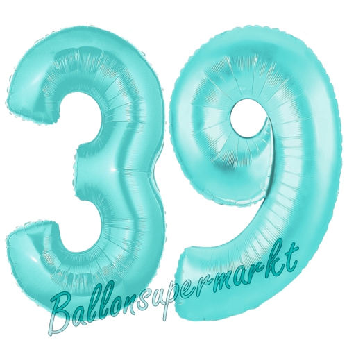 Folienballons-Zahlen-39-Tuerkis-Luftballons-Geschenk-39.-Geburtstag-Jubilaeum-Firmenveranstaltung