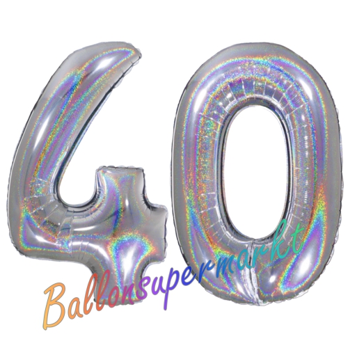 Folienballons-Zahlen-40-holografisch-Silber-Luftballons-Geschenk-40.-Geburtstag-Jubilaeum-Firmenveranstaltung