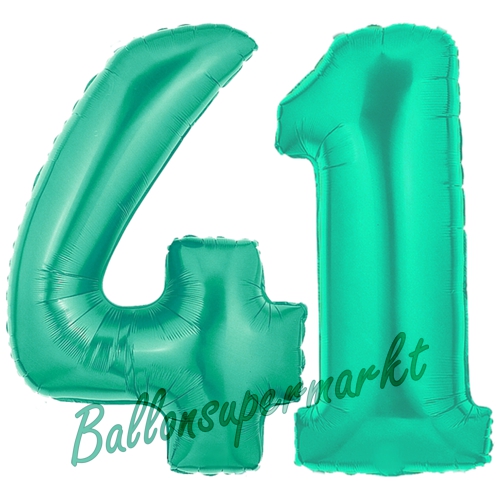 Folienballons-Zahlen-41-Aquamarin-Luftballons-Geschenk-41.-Geburtstag-Jubilaeum-Firmenveranstaltung