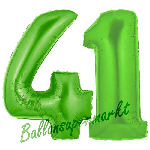 Folienballons-Zahlen-41-Gruen-Luftballons-Geschenk-41.-Geburtstag-Jubilaeum-Firmenveranstaltung