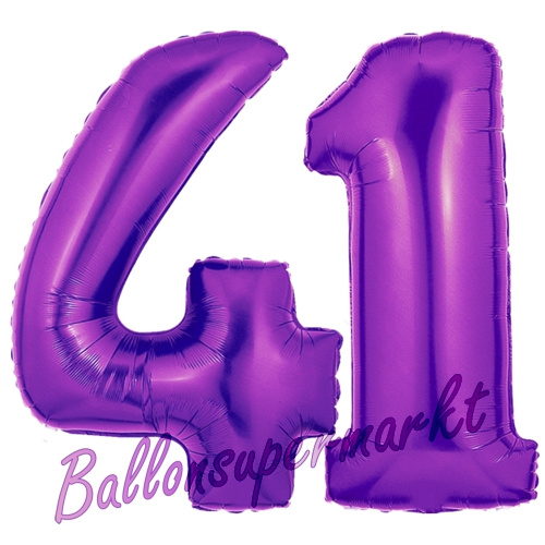 Folienballons-Zahlen-41-Lila-Luftballons-Geschenk-41.-Geburtstag-Jubilaeum-Firmenveranstaltung
