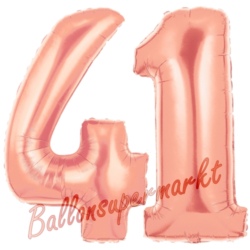 Folienballons-Zahlen-41-Rosegold-Luftballons-Geschenk-41.-Geburtstag-Jubilaeum-Firmenveranstaltung