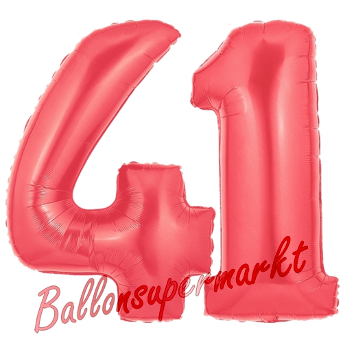 Folienballons-Zahlen-41-Rot-Luftballons-Geschenk-41.-Geburtstag-Jubilaeum-Firmenveranstaltung