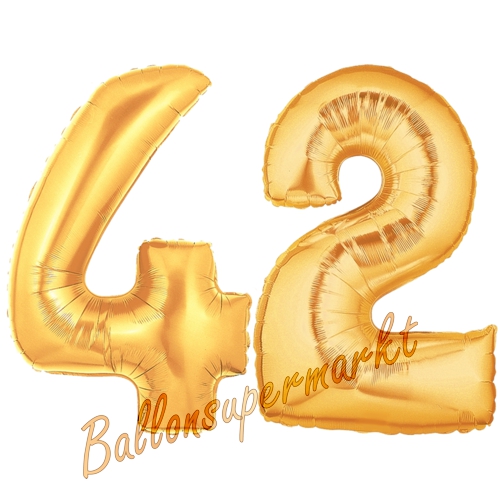 Folienballons-Zahlen-42-Gold-Luftballons-Geschenk-42.-Geburtstag-Jubilaeum-Firmenveranstaltung