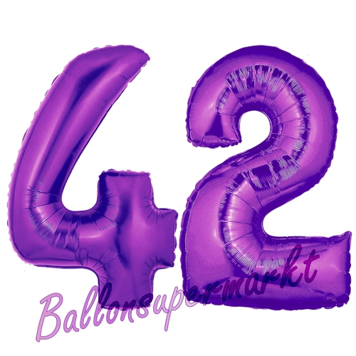 Folienballons-Zahlen-42-Lila-Luftballons-Geschenk-42.-Geburtstag-Jubilaeum-Firmenveranstaltung