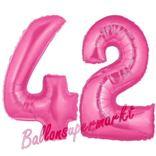 Folienballons-Zahlen-42-Pink-Luftballons-Geschenk-42.-Geburtstag-Jubilaeum-Firmenveranstaltung